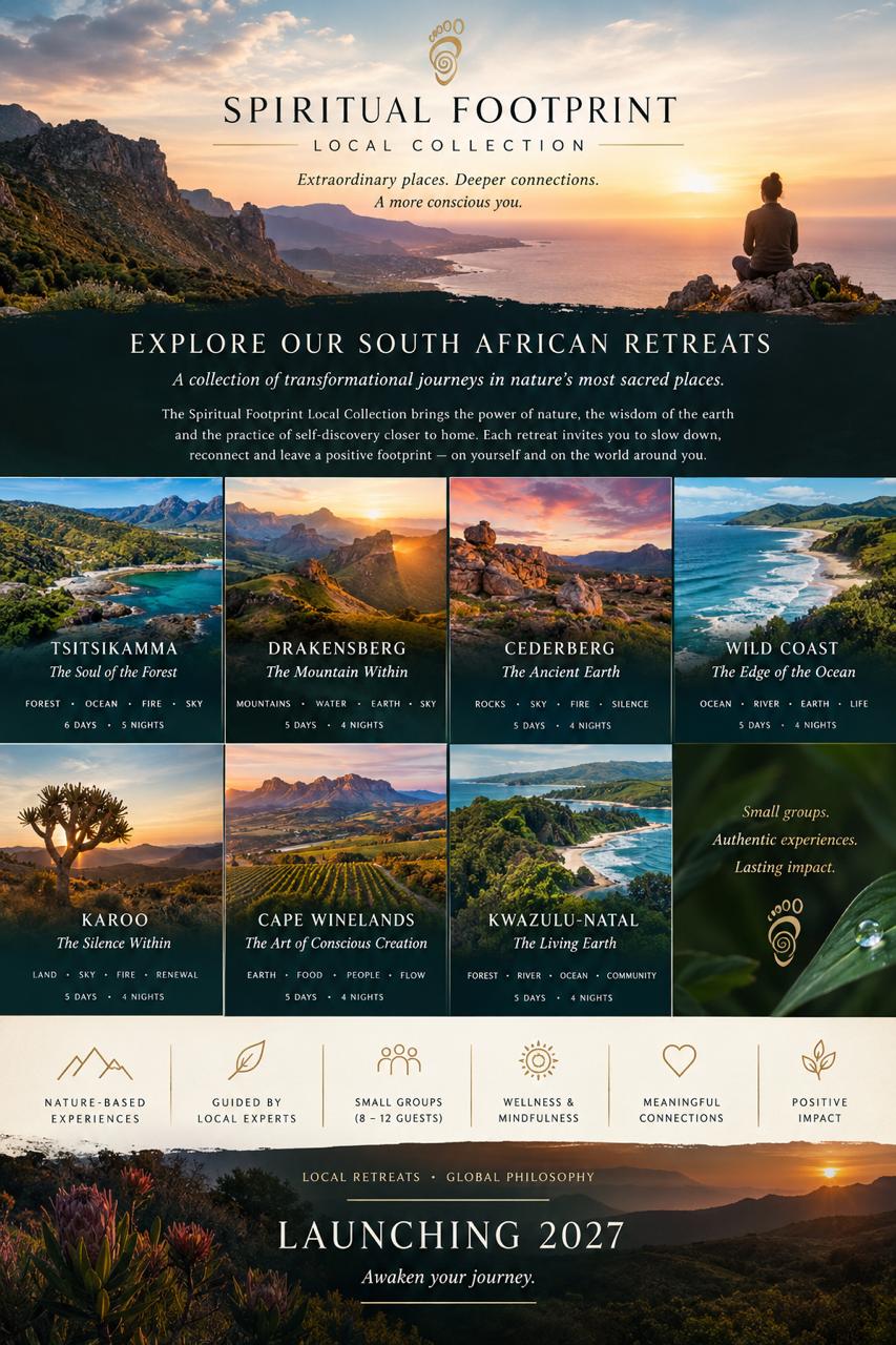 Spiritual Footprint retreat collection brochure, launching 2027